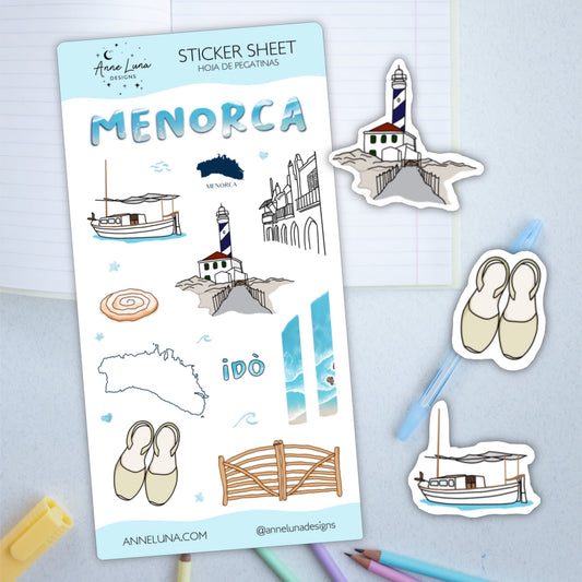 Menorca Sticker Sheet for Planner or Bullet Journal