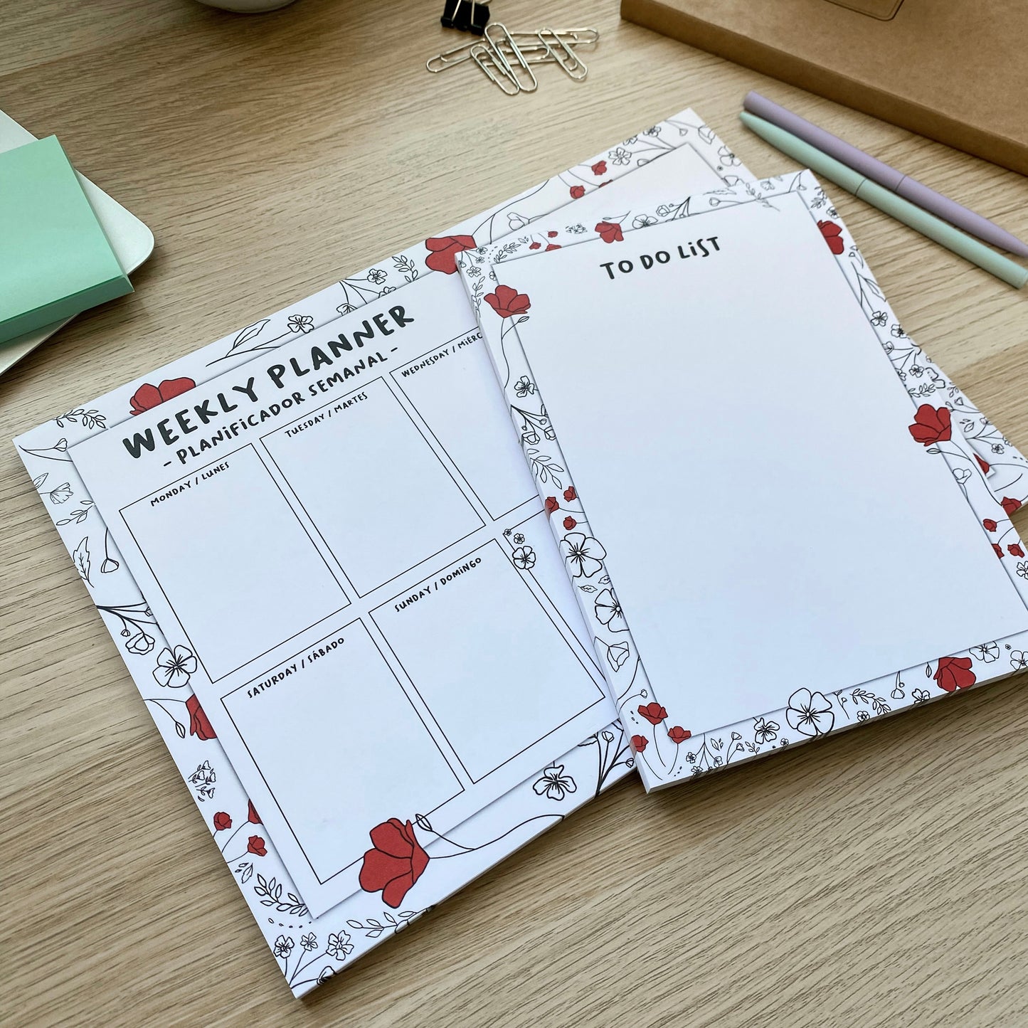 Pop of Red Organization Set - Weekly Planner and Notepad