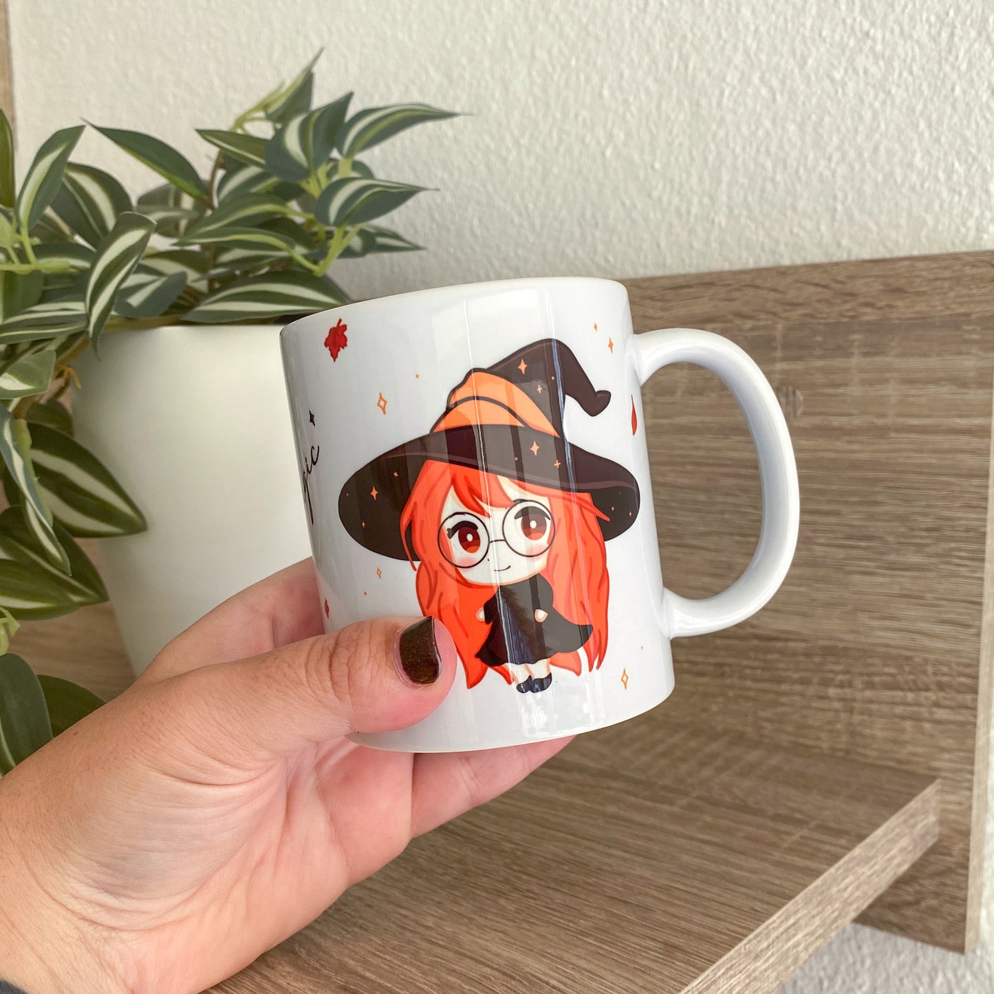 Taza Ilustrada - Nyx y Elly - Gato y Bruja Estilo Kawaii