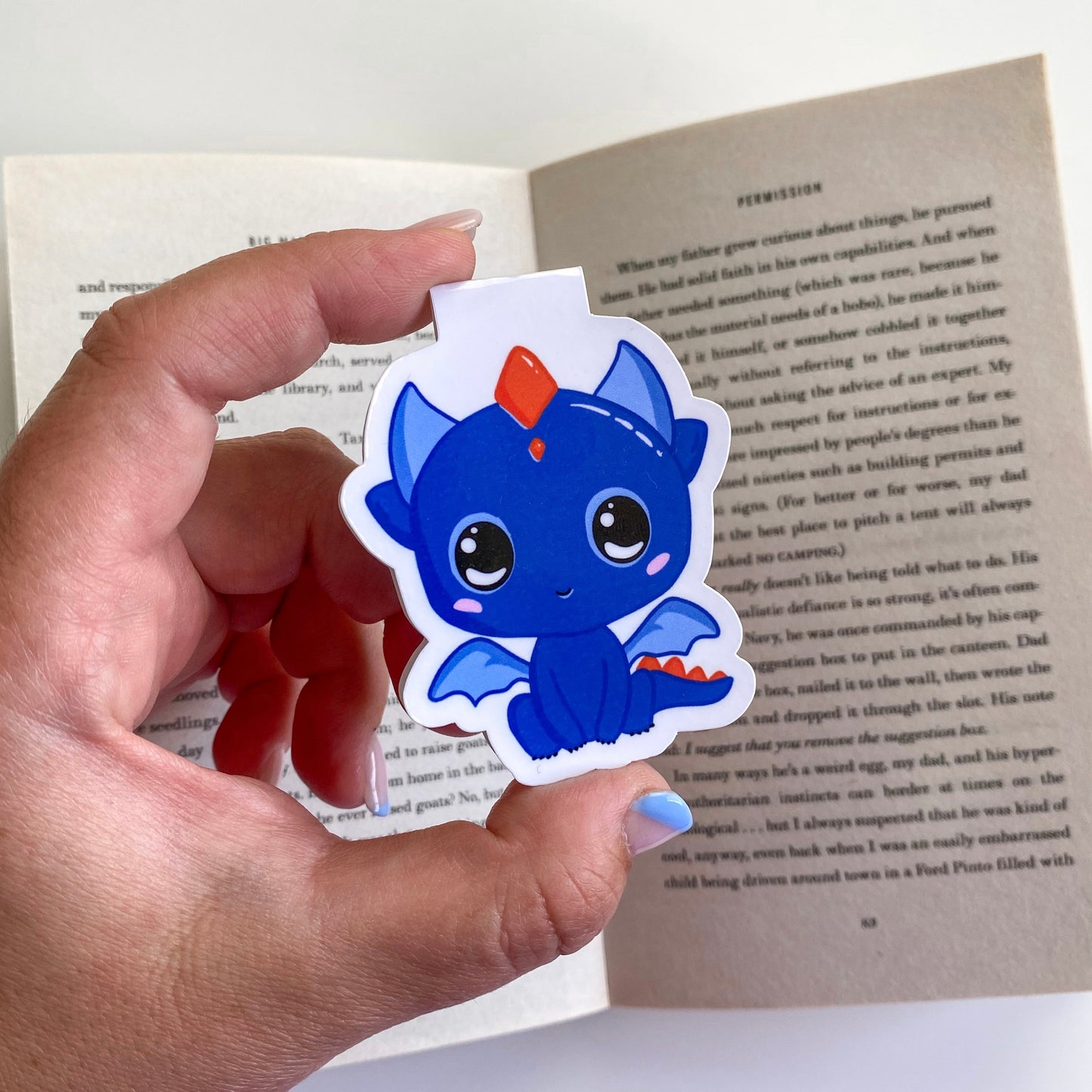 Blu Kawaii Magnetic Bookmark