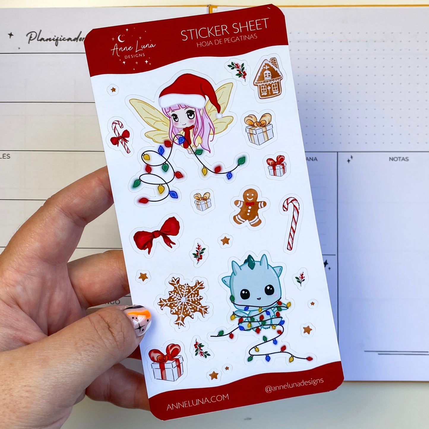 Kawaii Sticker Sheet - Kai and Luna at Christmas - Bullet Journal Decoration