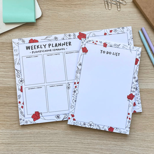 Pop of Red Organization Set - Weekly Planner and Notepad