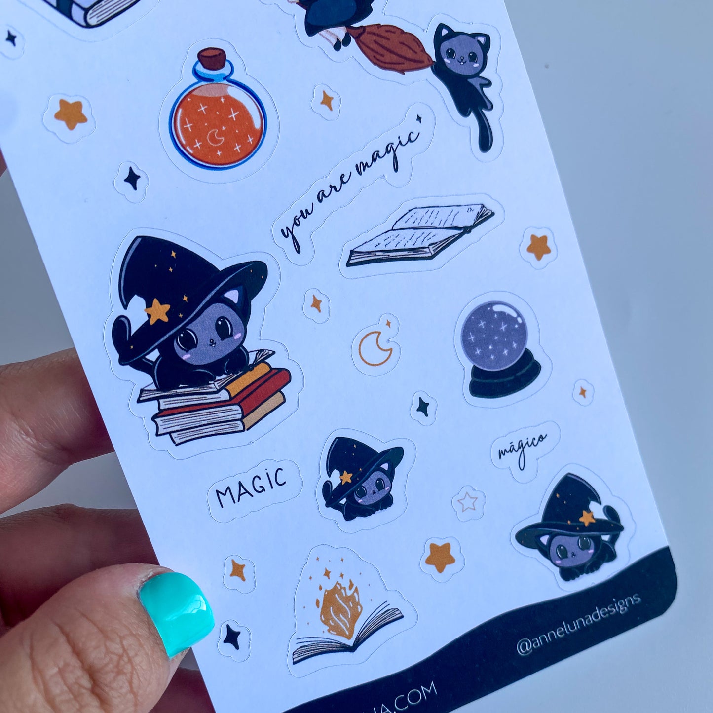 Hoja de Pegatinas Kawaii - Elly y Nyx - Decoración Bullet Journal