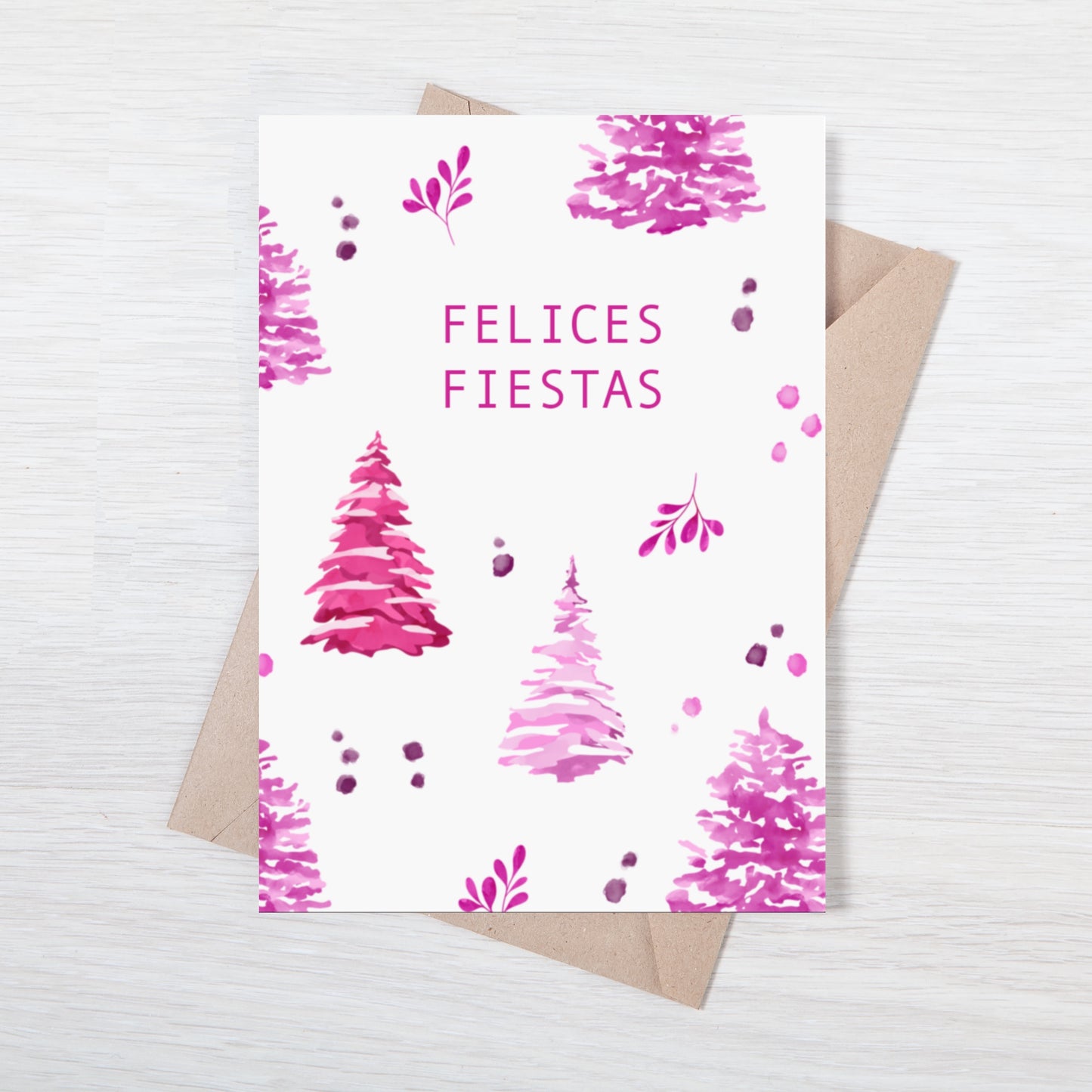 Tarjeta De Navidad Pink Trees