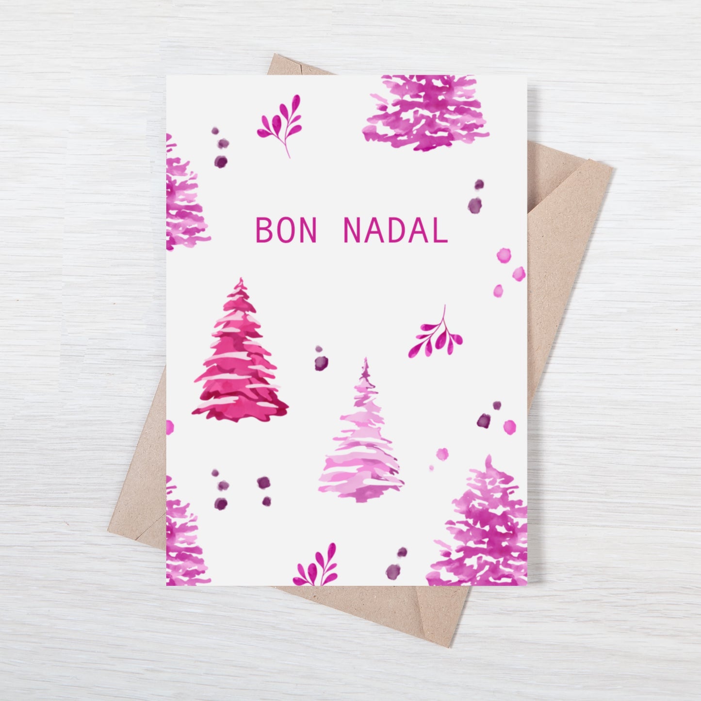 Tarjeta De Navidad Pink Trees