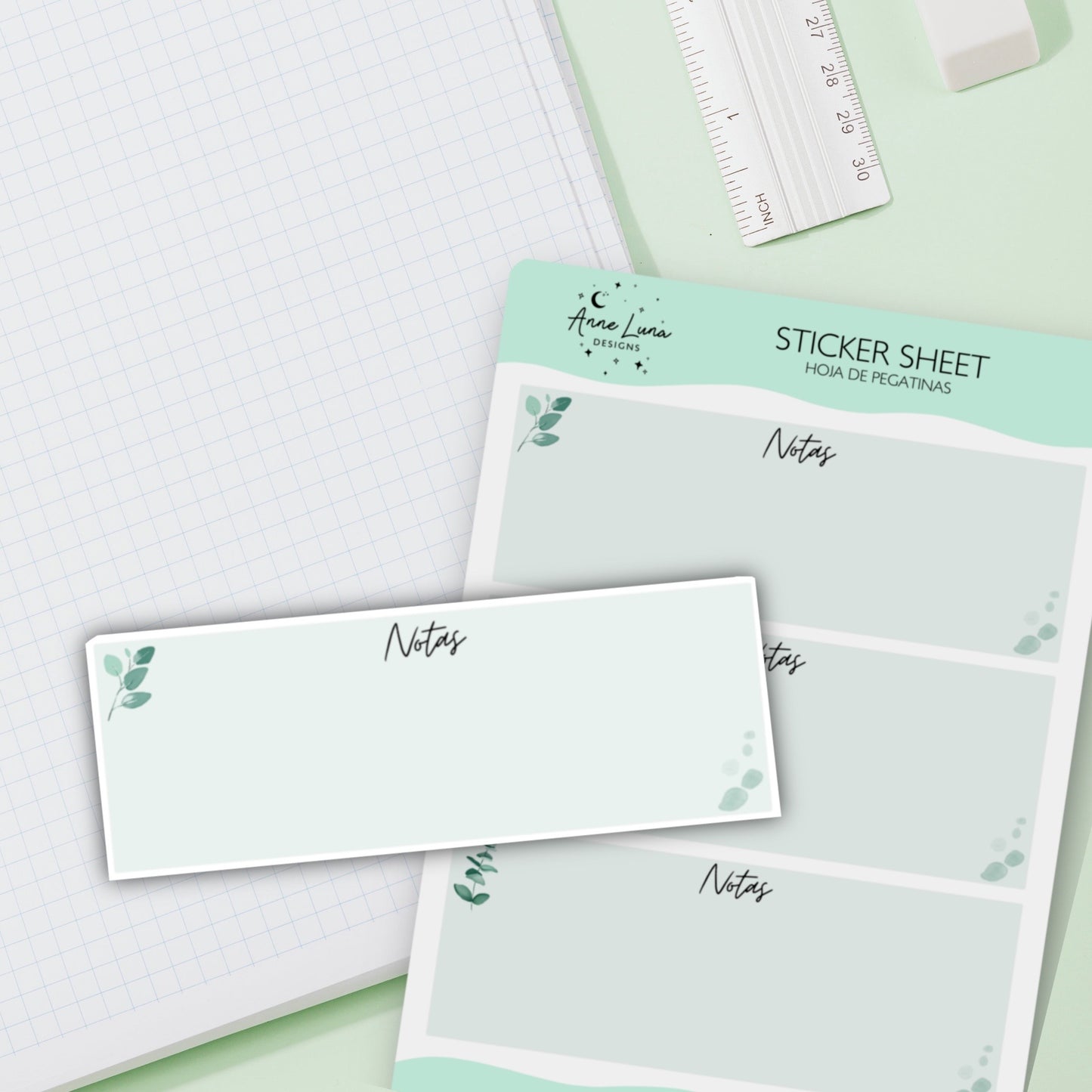 Eucalyptus Basic Box Sticker Sheet for Planner or Bullet Journal