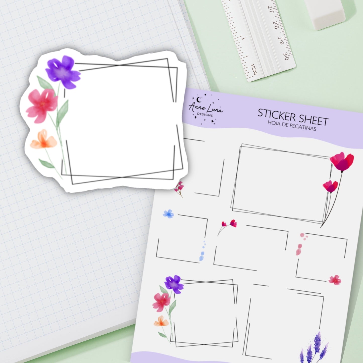 Wild Flowers Basic Sticker Sheet for Planner or Bullet Journal
