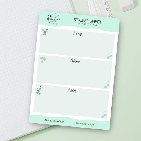 Eucalyptus Basic Box Sticker Sheet for Planner or Bullet Journal
