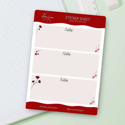 Pop of Red Basic Box Sticker Sheet for Planner or Bullet Journal