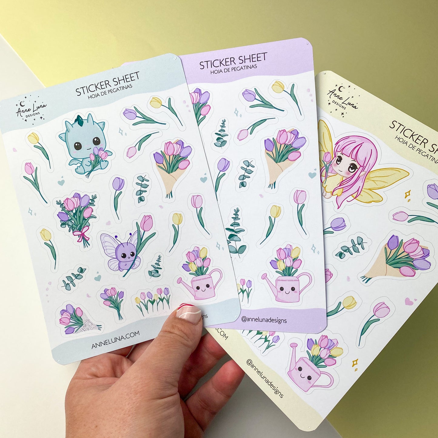 Kai and Tulips - Kawaii Sticker Sheet for Planner or Bullet Journal